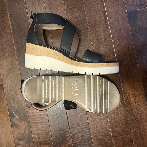 SOUL by Naturalizer Women's Black Wedge Sandals 8.8 - Picture 5 of 5